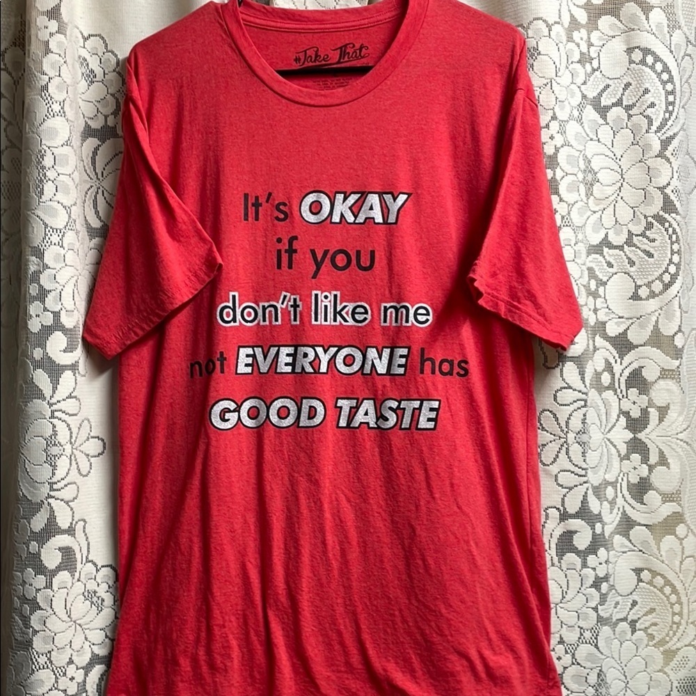 Red Short Sleeve Tee with Bold Graphic 100% Cotton